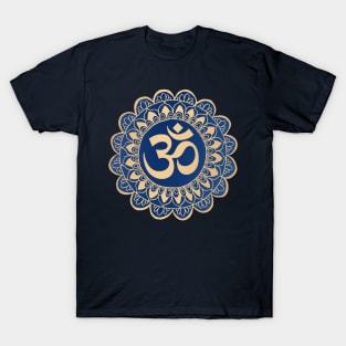 Blue and Gold Ohm Mandala T-Shirt